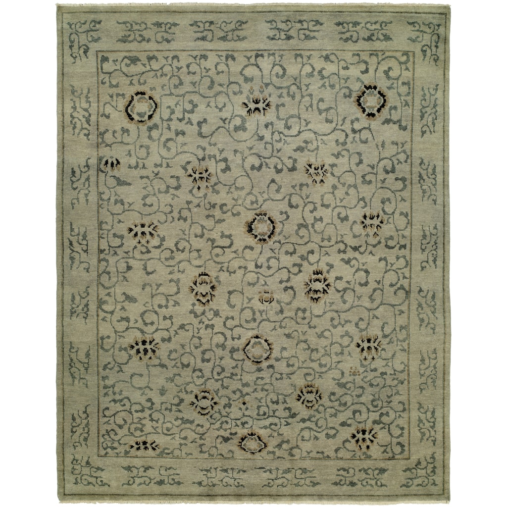 Transitional Hand-Knotted Wool Area Rug