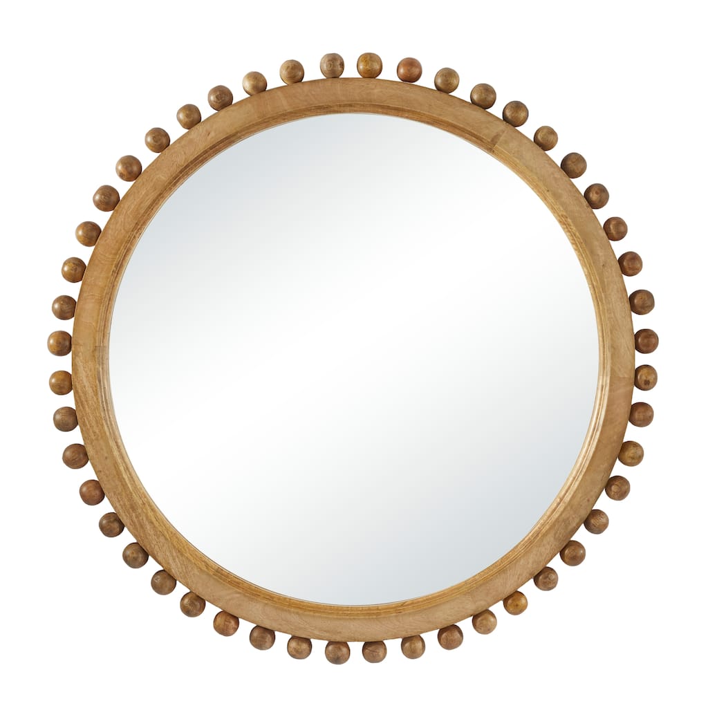 Gold Mango Wood Wall Mirror with Beaded Detailing