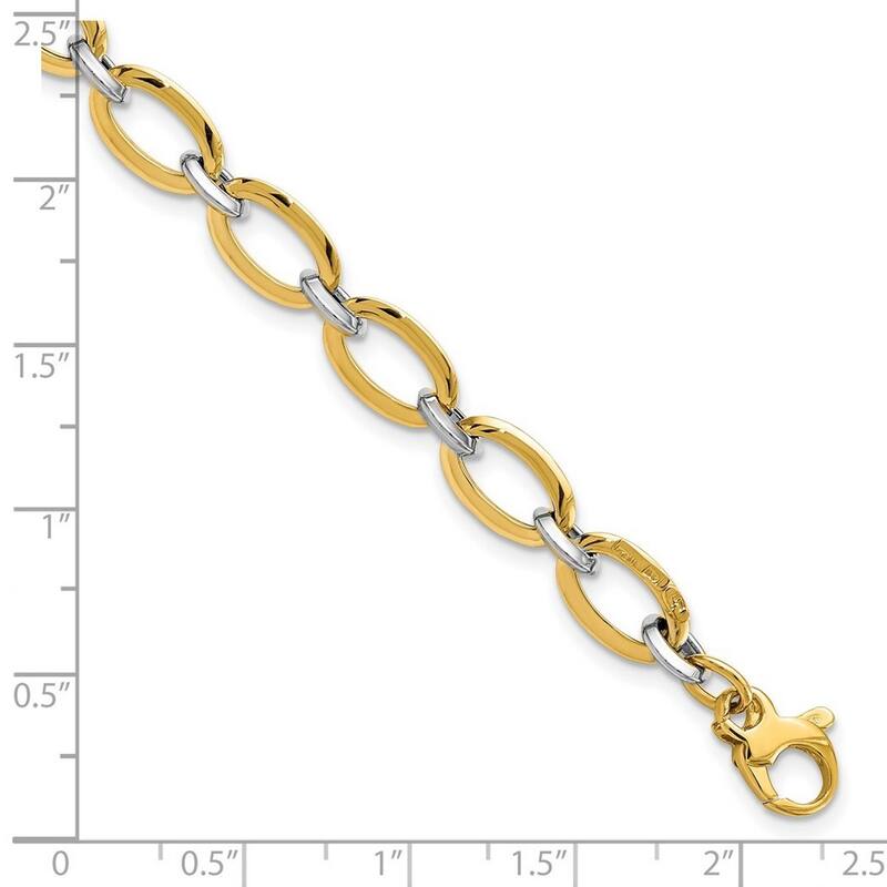 Curata 5.37mm 14k Two tone Gold Polished With .5inch Ext. Bracelet 7 Inch