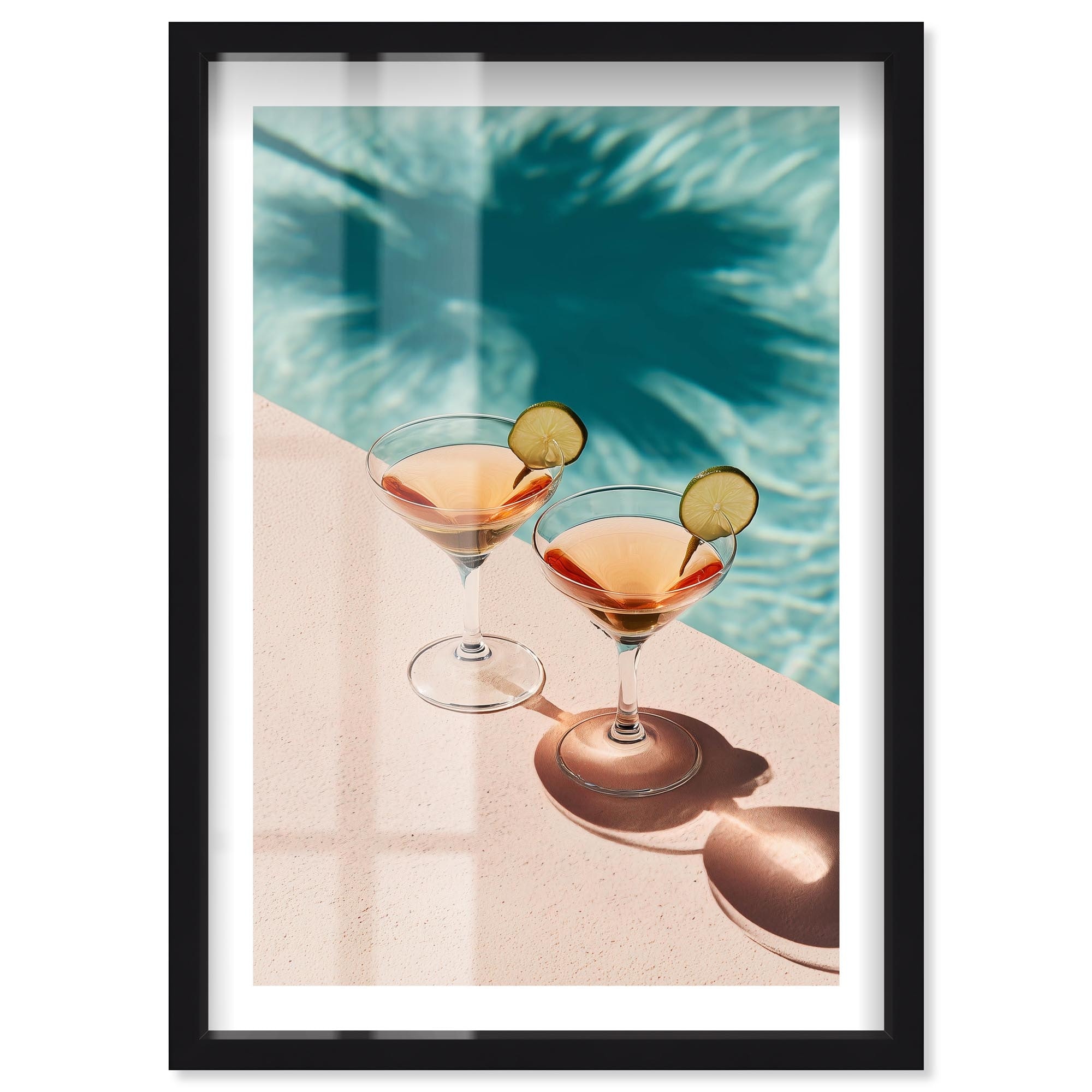 Tropical Drinks By Poolside Coastal Glam Shadowbox Print by Notoriart
