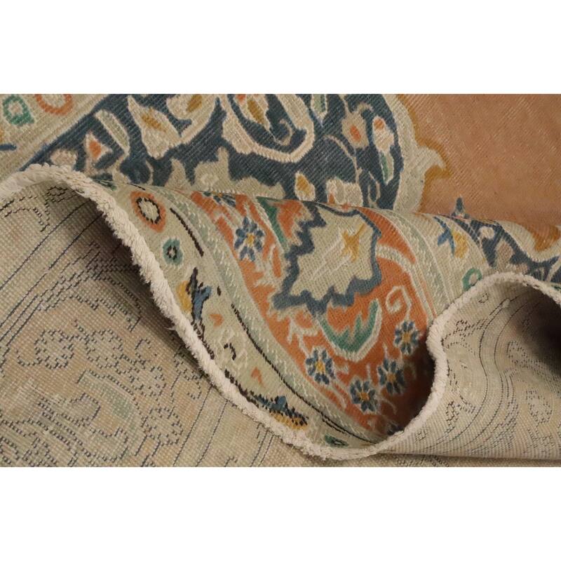 Hand Knotted Oriental 100% Wool Carpet Traditional Medallion Oranges & Rust Tabriz Area Rug - 10' 11'' X 7' 10''