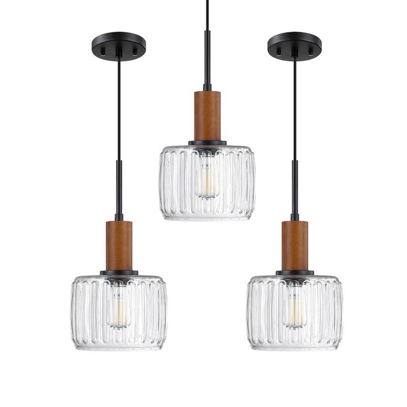 3 Pack light fixtures clear glass black kitchen light glass, metal pendant light