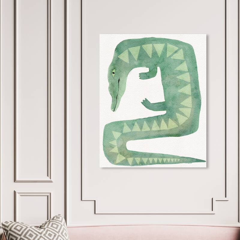 Wynwood Studio Canvas Animals Dos Gator Green and Modern & Contemporary Wall Art Canvas Print - 45 x 36