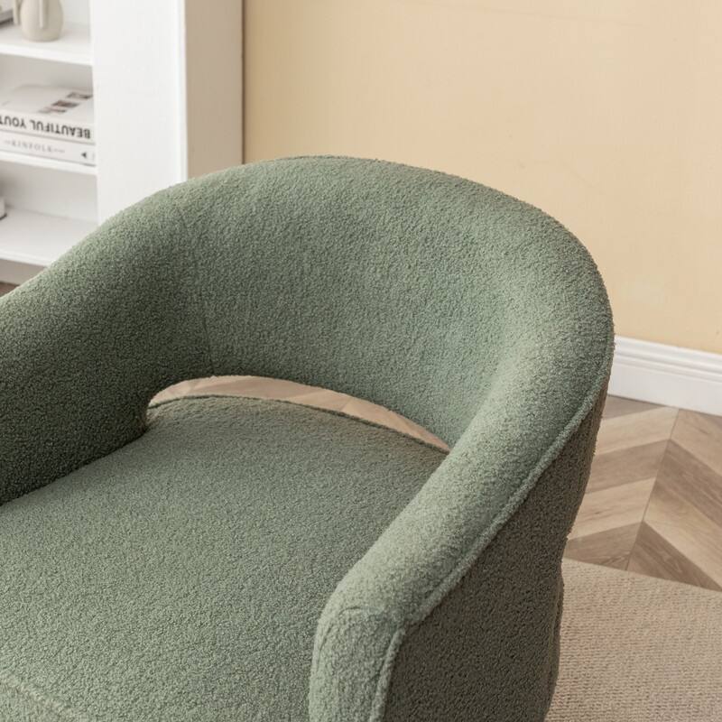 SEYNAR Modern Glam Open Back Velvet Upholstered Round Swivel Accent Arm Barrel Chair for Living Room