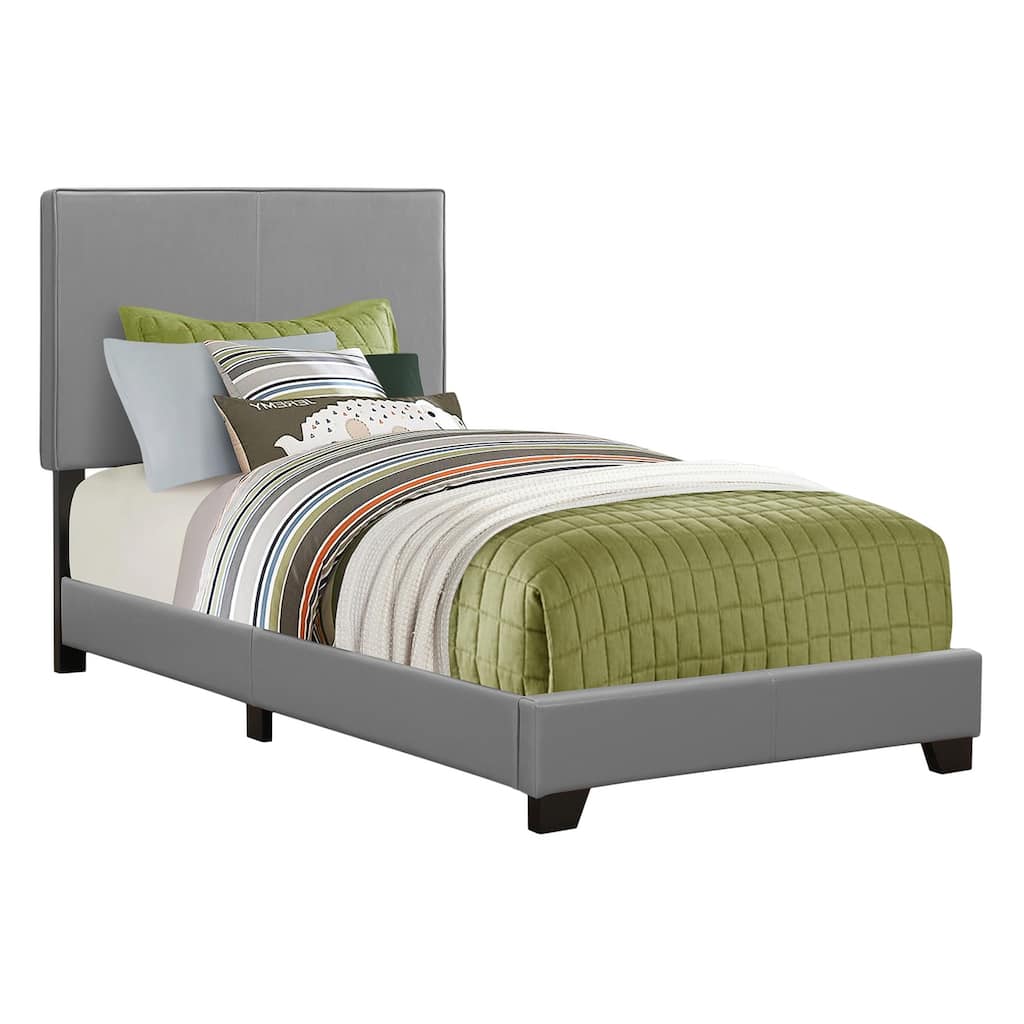 Twin Size Faux Leather Upholstered Platform Bed Frame with Low Profile Transitional Design