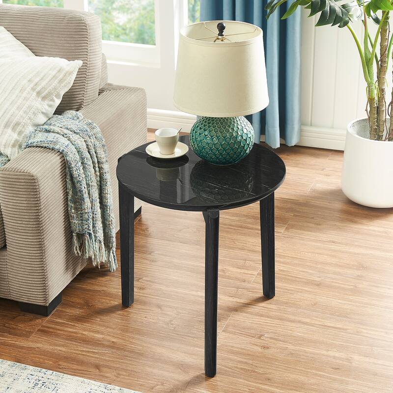Living Room Coffee Table: Modern and stylish 24 inch round small coffee table, imitation marble tabletop