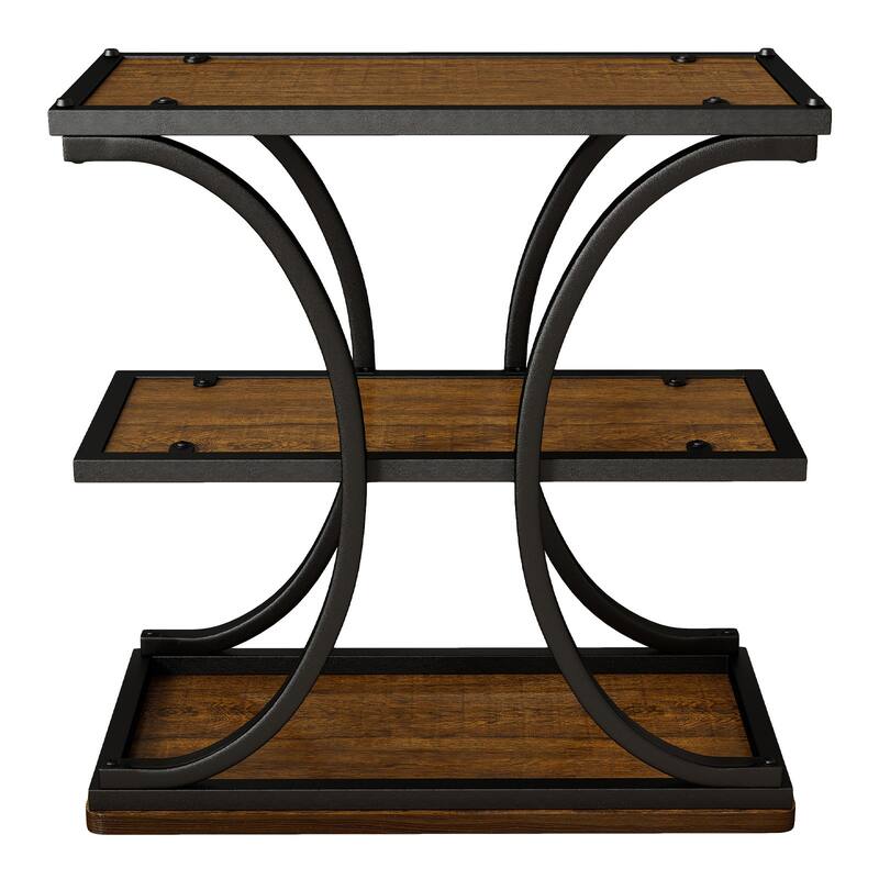 3-Tier Wood End Table Industrial Sofa Side Table with Storage Shelves - 23.62"L x 11.81"W x 23.62"H