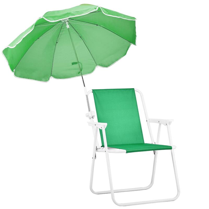 Folding Beach Chair with Umbrella for Adults, Lightweight Porable Camping Chair - 21.7 x 20.5 x 28.7 in (55 x 52 x 73 cm)