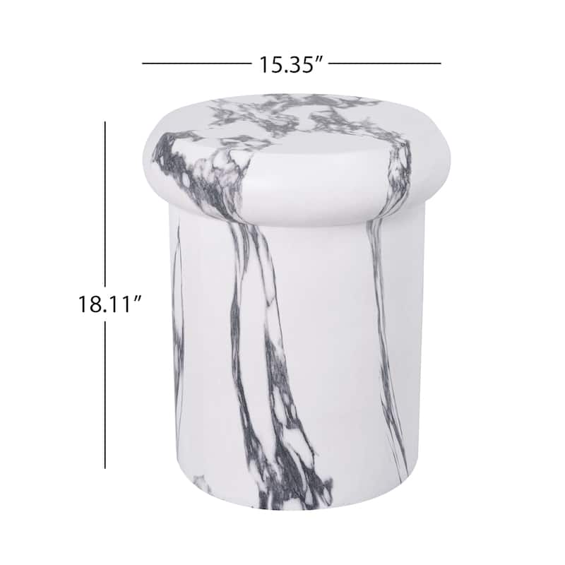 Christopher Knight Home - Lightweight Concrete Sculptural Side Table with Faux Marble Travertine Finish for Indoor & Outdoor