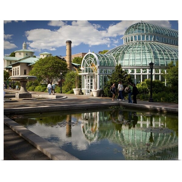 "Greenhouse and lily pond, Brooklyn Botanical Garden, NYC" Poster Print