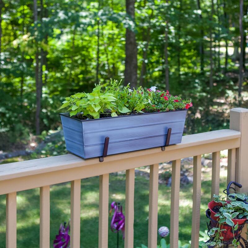 Achla Designs 24" W Medium Galvanized Steel/Wrought Iron Indoor Outdoor Bloom Box Garden Growing Kit