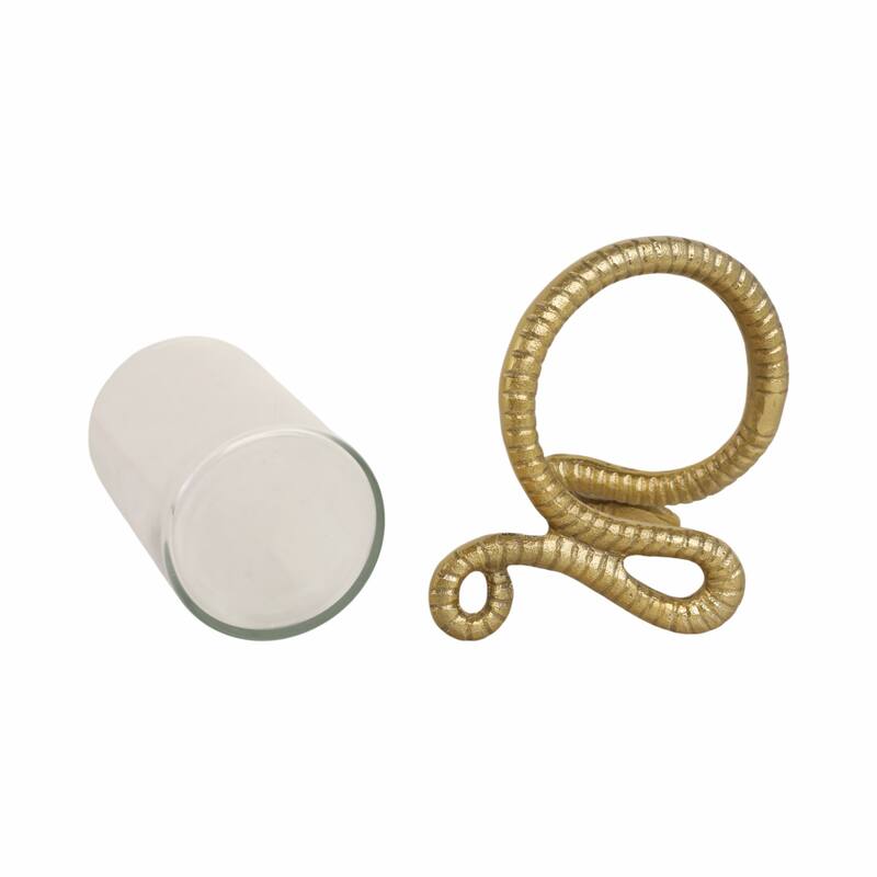 Modern Metal Snakaround Pillar Candle Holder for Home Decor - Gold