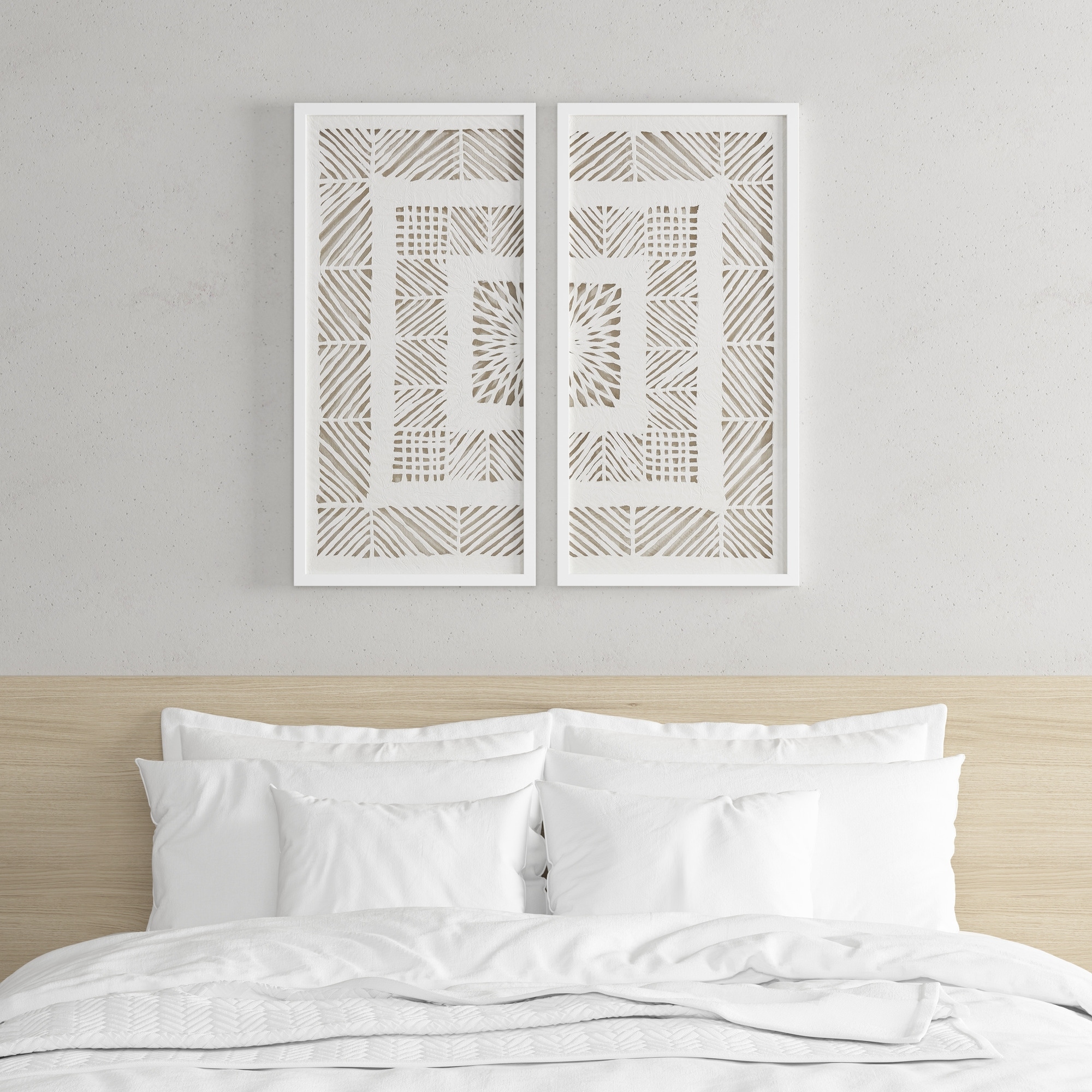 Madison Park Tala Framed Geometric Rice Paper Panel 2-piece Shadowbox Wall  Decor Set Natural Bed Bath  Beyond 33620456