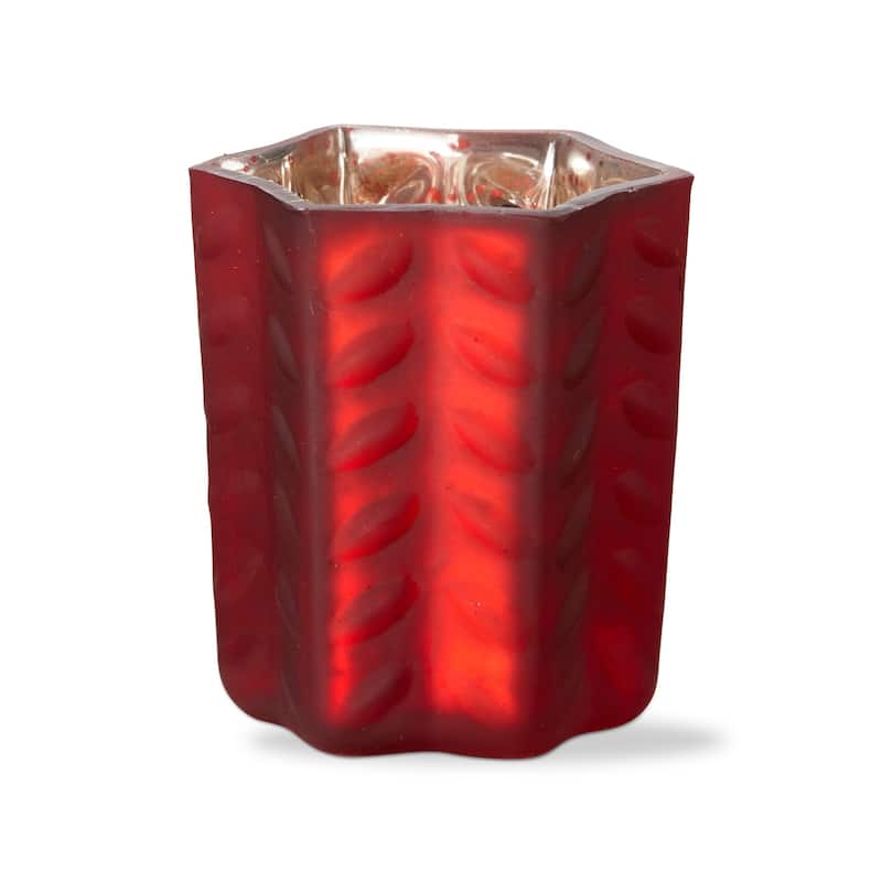 Dazzle Glass Tealight Candle Holder Red, 3.0L x 3.0W x 3.5H inches, Decorative Use Only