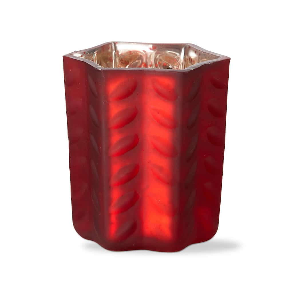 Dazzle Glass Tealight Candle Holder Red, 3.0L x 3.0W x 3.5H inches, Decorative Use Only