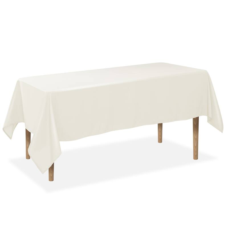 60 x 102in Rectangular Polyester Tablecloth Ivory - Single