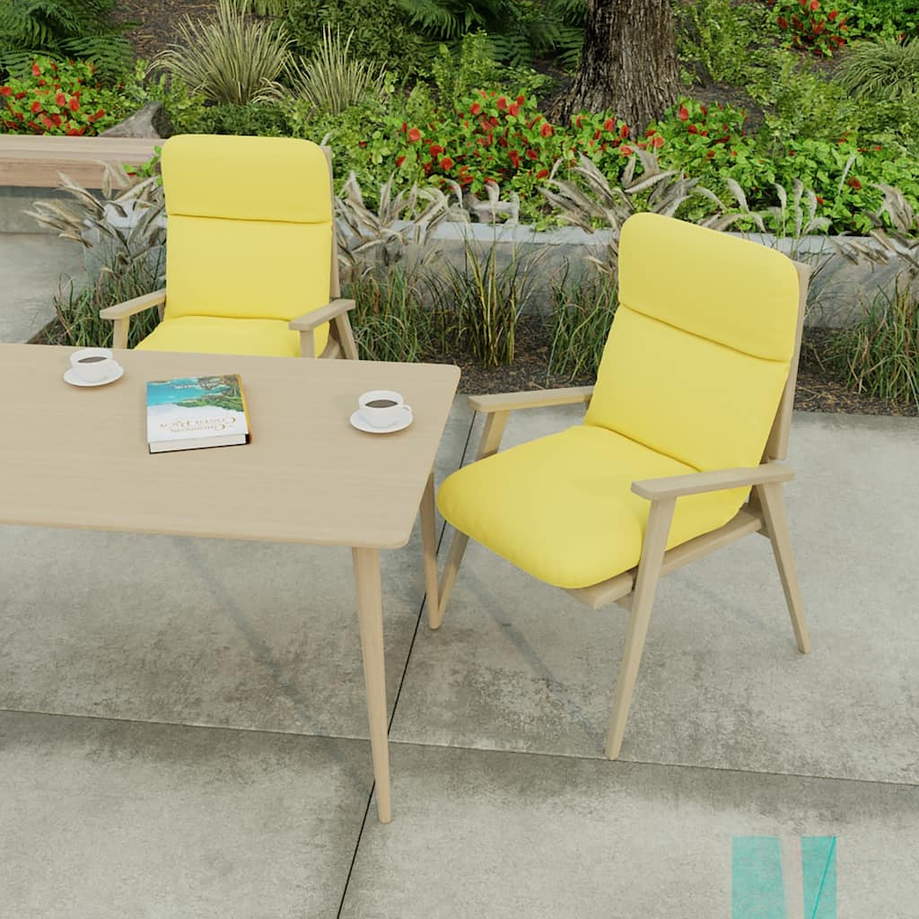 22" x 45" Yellow Solid Outdoor Chair Cushion with Ties and Loop - 45'' L x 22'' W x 5'' H