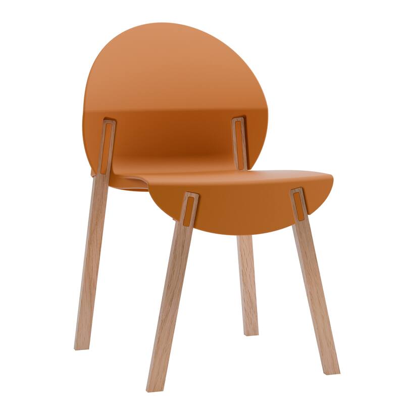 4-Pack Chairs - Wood Legs & PP Seat, Indoor Dining & Living Room Furniture Set