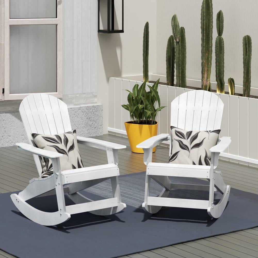Vineyard HIPS Outdoor Eco-Friendly All Weather Seashell Rocking Adirondack Chairs (Set of 2)