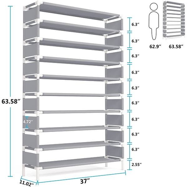 10 Tiers 50 Pair Metal Shoe Rack Shoe Shelf