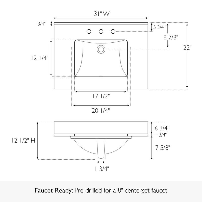 Design House Calesco Calacatta Quartz Bathroom Vanity Top and Side Splash Kit - N/A