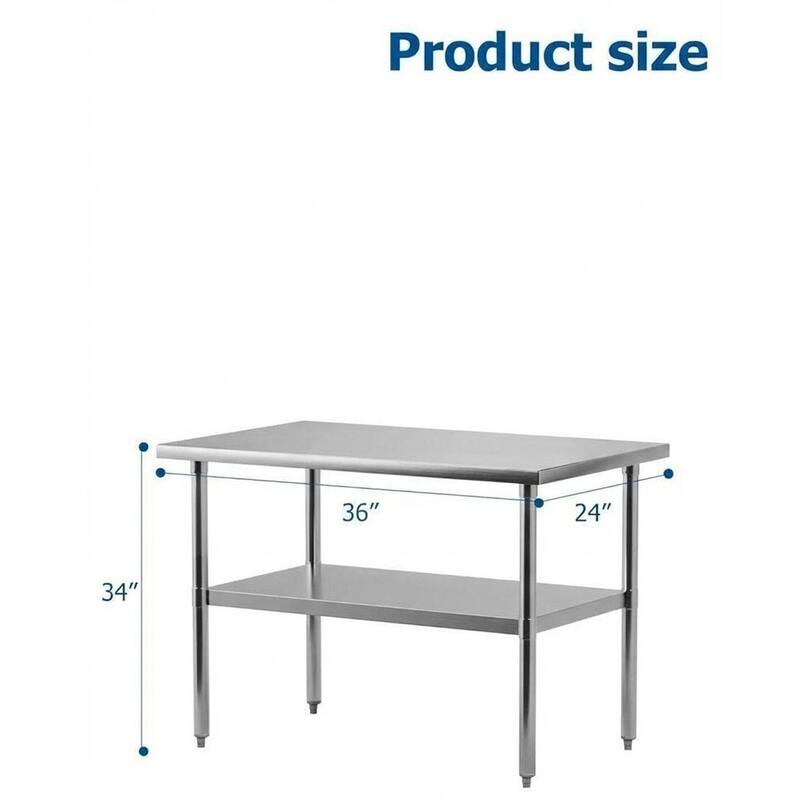 Heavy Duty Stainless Steel Work Table, with Adjustable Undershelf