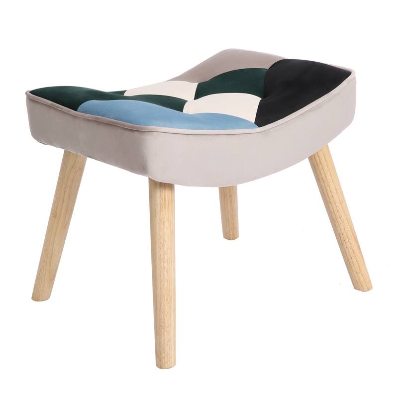 Creative Splicing Cloth Accent Chair with Ottoman
