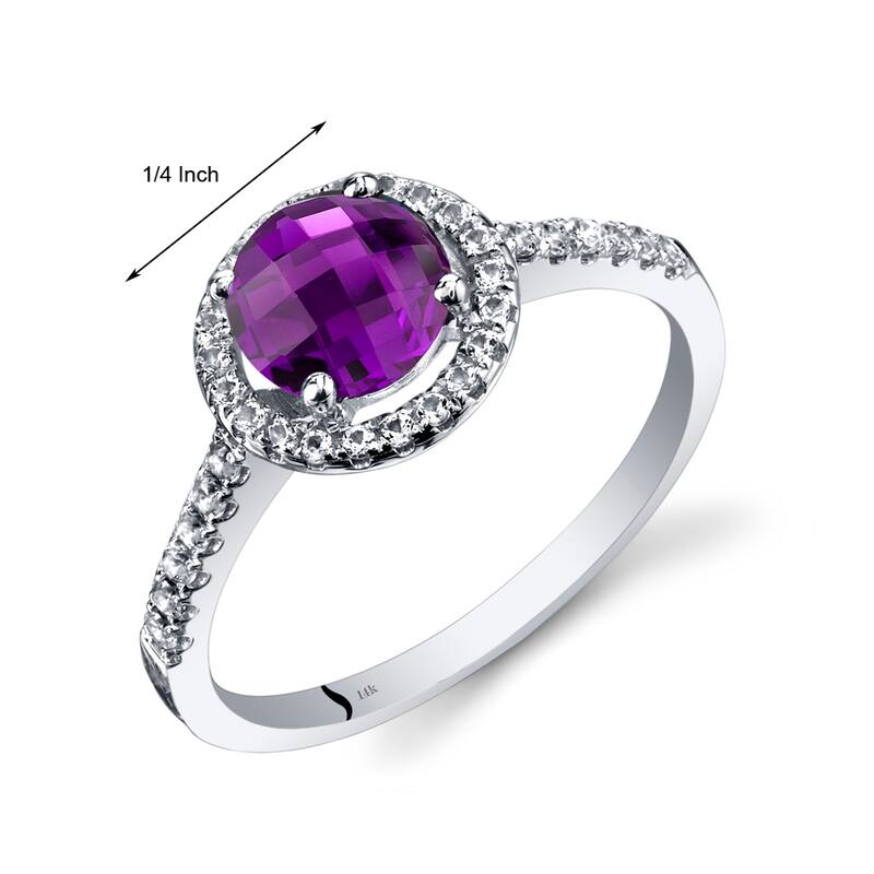 14k White Gold 1.34ct Amethyst and White Topaz Ring