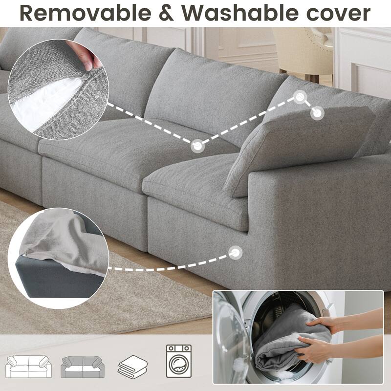 Cloud Couch Modular Sectional Sofa Oversized Down Filled Corner 7 Seater L-Shaped Couch with Ottoman for Living Room Set