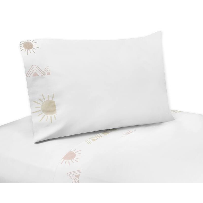 Boho Desert Sun Girl 5pc Toddler-size Comforter Set - Blush Pink Mauve Gold Ivory Bohemian Watercolor Mountains Southwest Nature