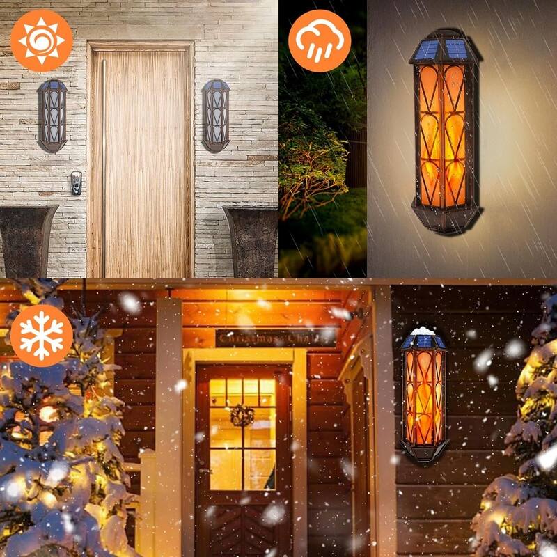 Solar Flame Lights Outdoor, Upgraded 74 LED Flickering Lights