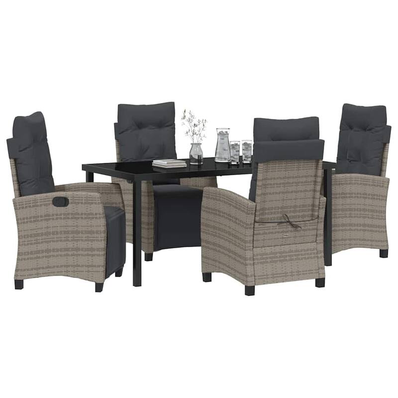 vidaXL Garden Dining Set with Cushion Poly Rattan