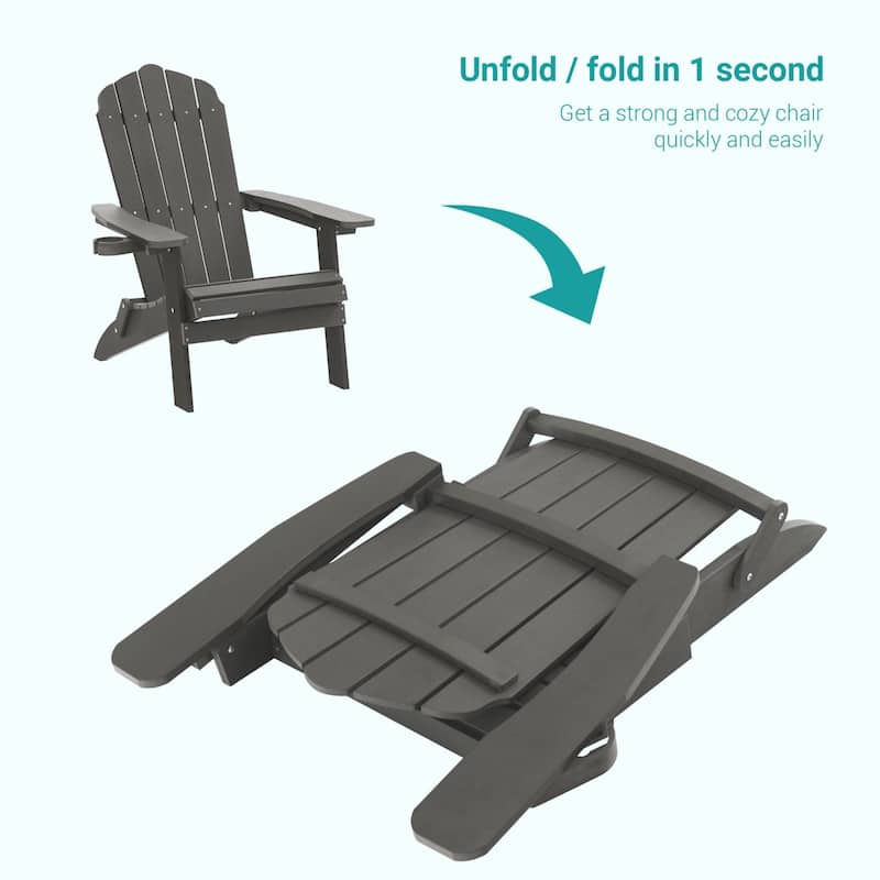 Bonosuki Folding Adirondack Chair Patio Outdoor Plastic Fire Pit Chair
