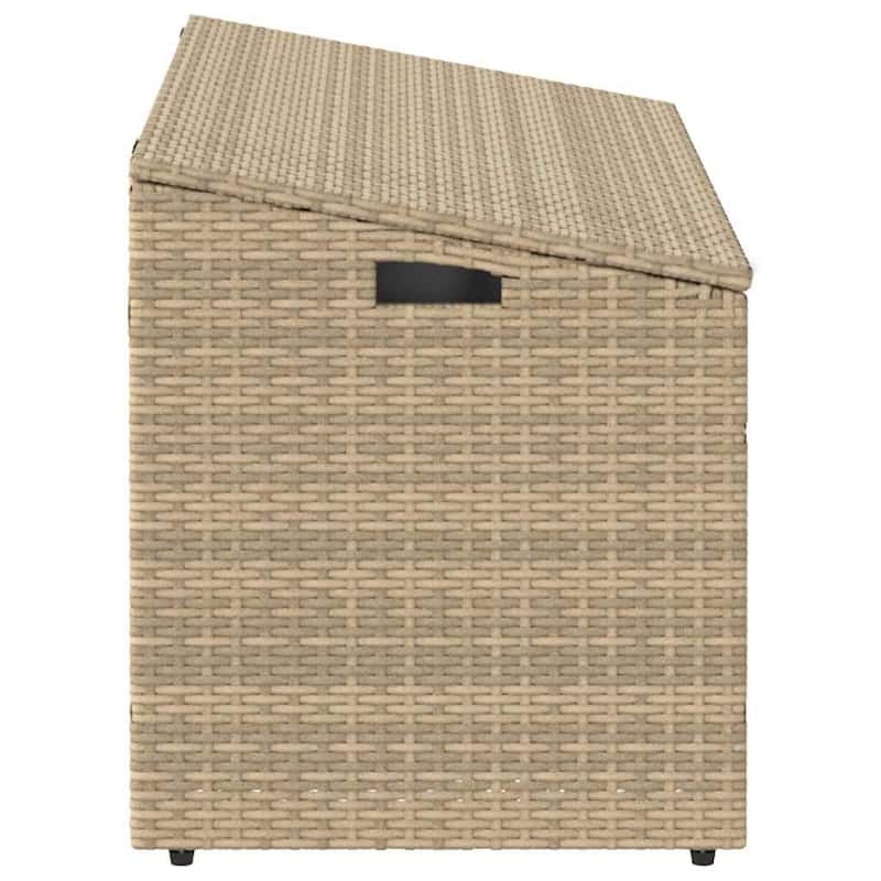 vidaXL Garden Storage Box Beige PE rattan, Powder-coated steel Medium - 19.7 x 43.3 x 22.8