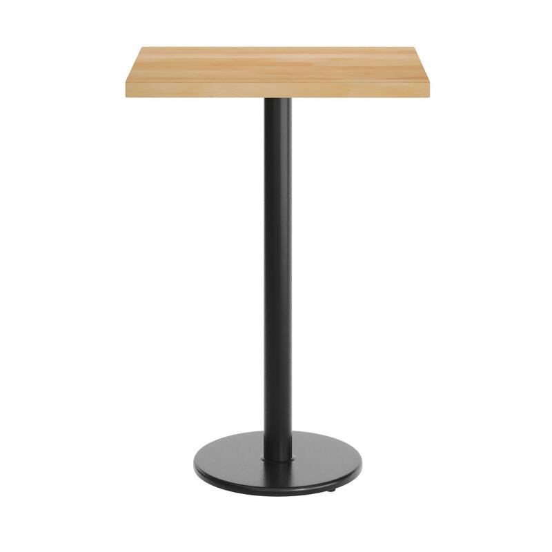 Rectangular Solid Wood Commercial Tabletop with 18" Round Bar Height Base - 24"W x 30"D x 42"H