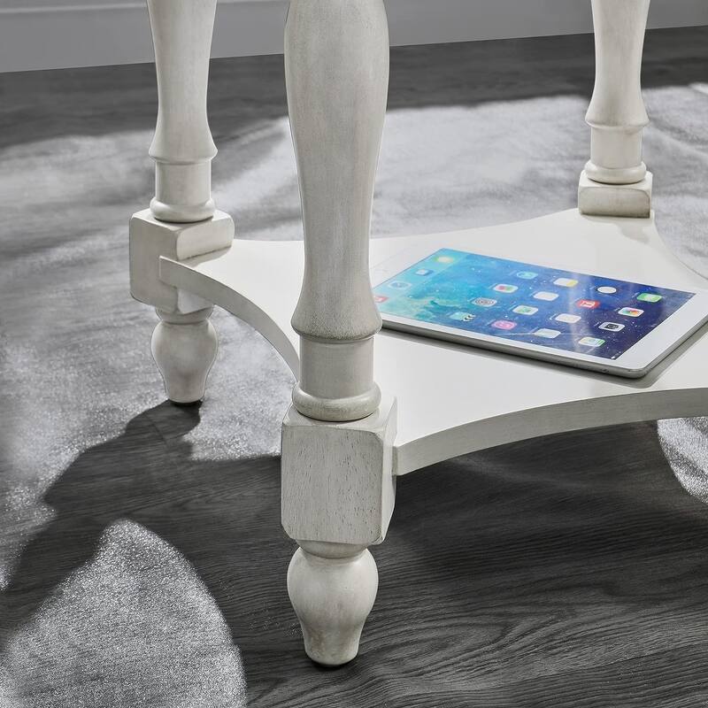 Solid Wood Oval End Table Sofa Table with Drawer and Storage Shelf