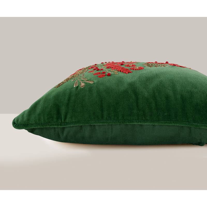 Rizzy Home Holiday Tree Velvet Embroidrered Throw Pillow