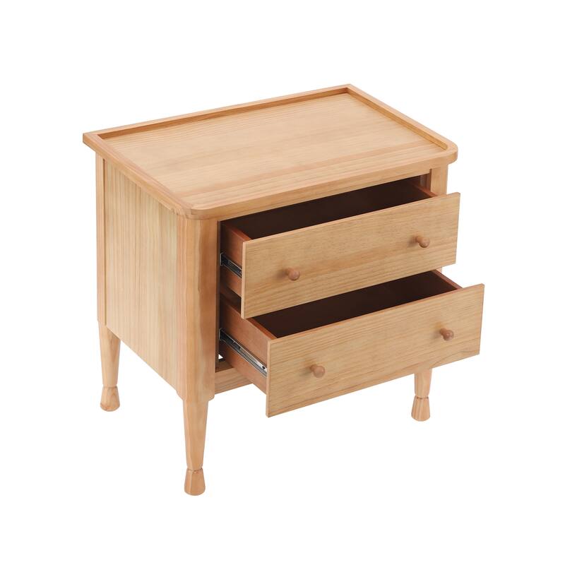 Christopher Knight Home - Modern Minimalist 23.62" Nightstand with Roller Glide Drawers & Tray Top, Versatile Home Use