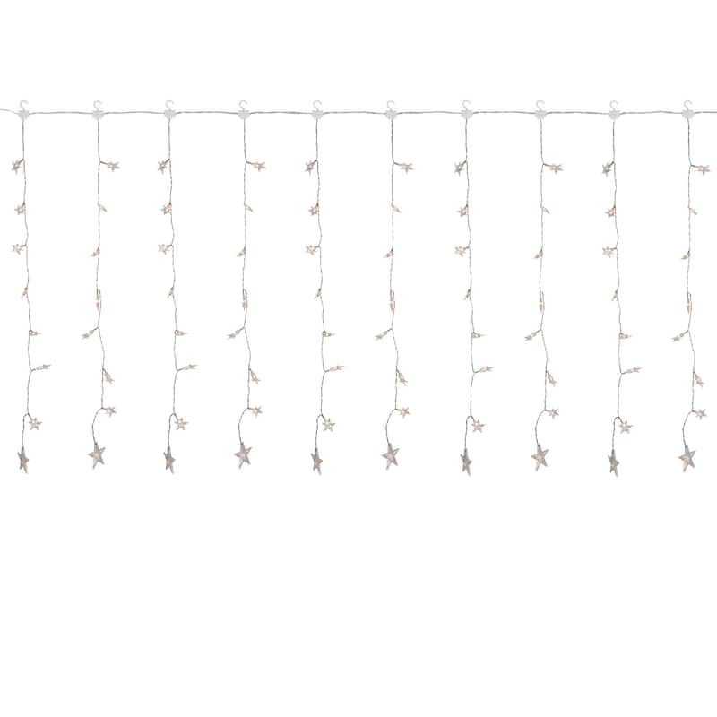 LED Star Curtain Christmas Lights - Warm White - 7.5' Clear Wire - 120ct