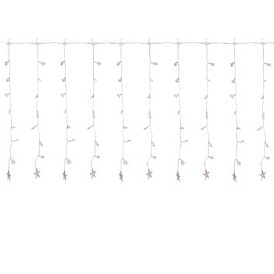 LED Star Curtain Christmas Lights - Warm White - 7.5' Clear Wire - 120ct