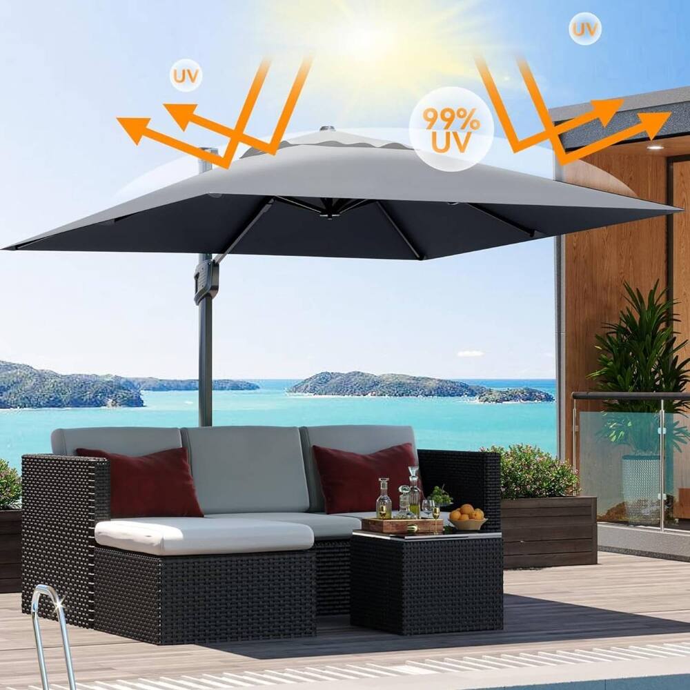 10' x 10' Cantilever Patio Umbrella with Weighted Base for Backyard, Deck, Pool
