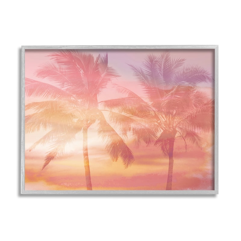 Stupell Summer Palm Trees Sunrise Tropical Windblown Leaves Framed Wall Art, Design by Mia Jensen