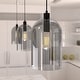 preview thumbnail 1 of 12, Hunter 16" Lochemeade 1-Light Pendant - Kitchen Island, Dining Room, Bedroom - Modern Farmhouse, Contemporary, Industrial Natural Iron-Smoked Glass