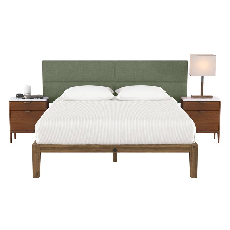 Jaxx Panelist Modern Padded Headboard - Set of 4 Wall Mounted Panels - Cypress Green - King