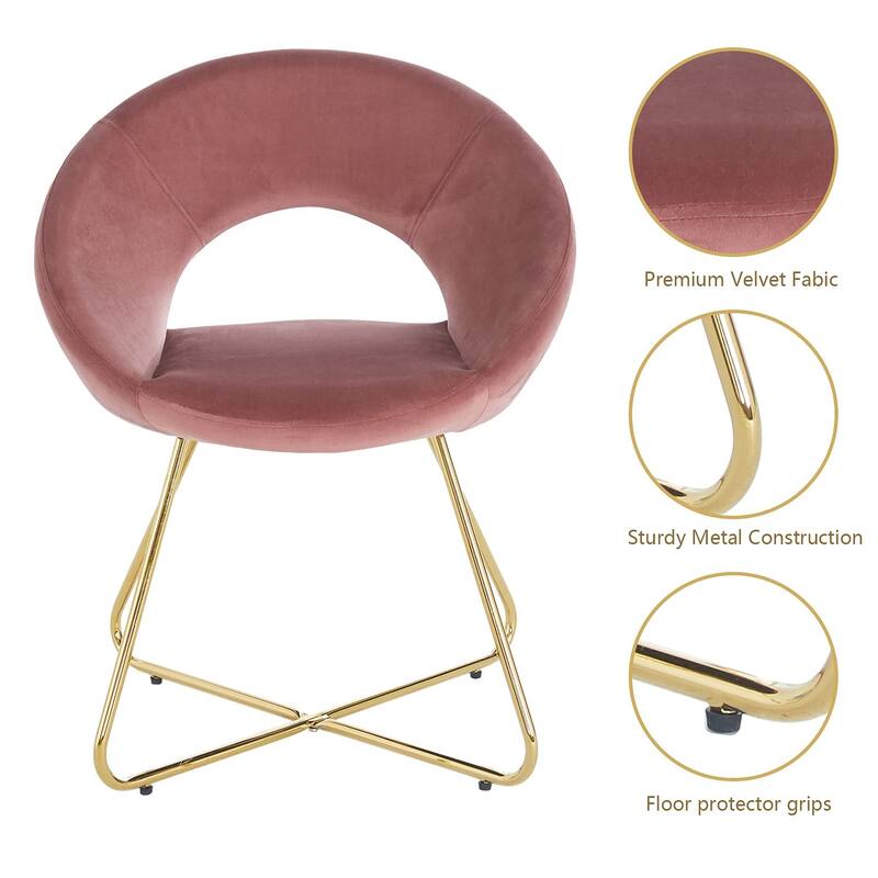 Accent Velvet Chairs Set of 2 Dining Chairs Single Sofa Arm Chair Living Room Furniture Lounge Chairs with Metal Frame Legs