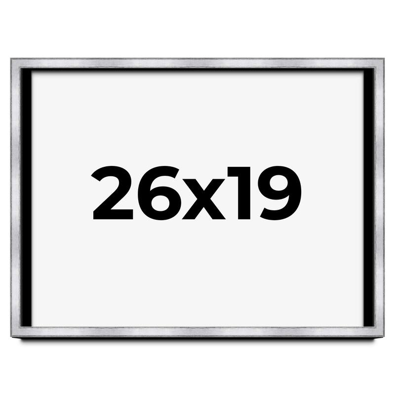 26x19 Shadow Box Frame Silver | 1.375 Inches Deep Real Wood