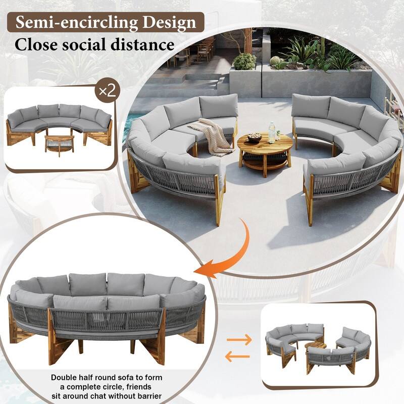 6-Person Outdoor Seating Group with Cushions and Coffee Table for Patios and Gathering Spaces
