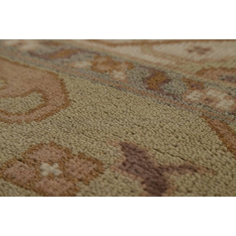 Light Green Oushak Indian Rug Hand-Knotted Wool Carpet - 7'9"x 9'8"