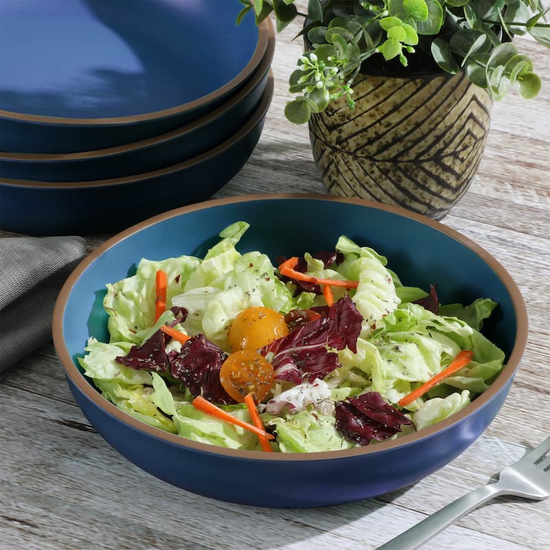 4 Piece 8.5 Inch Melamine Dinner Bowl Set In Blue