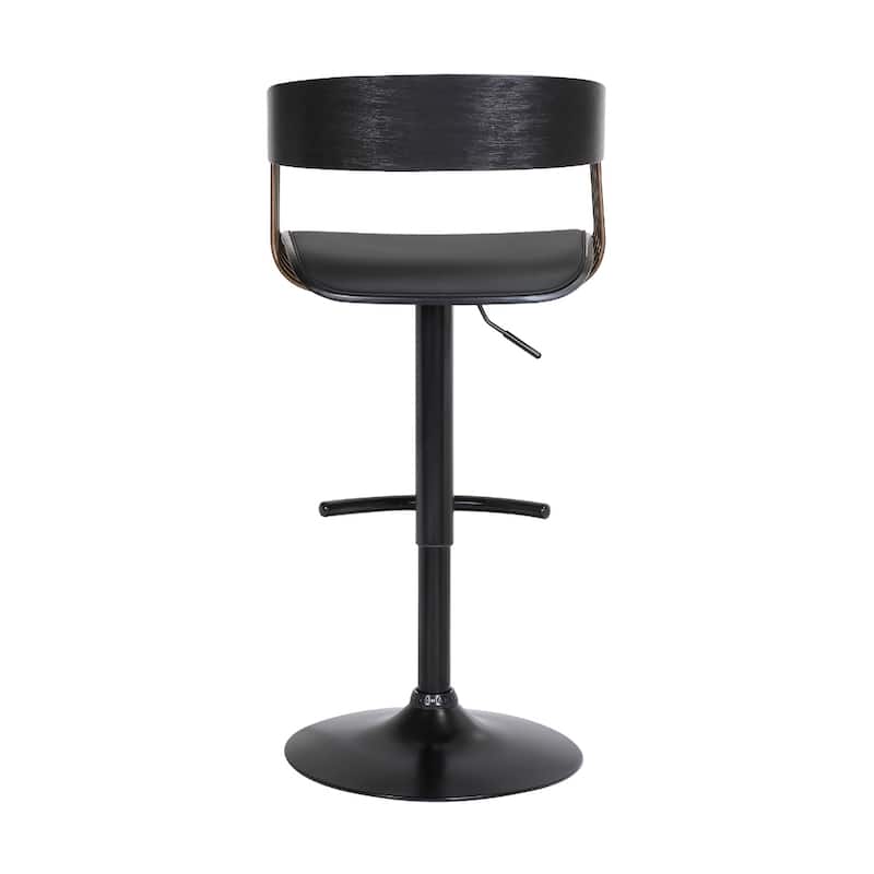 Modern Adjustable Bar Stool with Swivel Faux Leather Upholstery Pedestal Base and Footrest Support - 43.5”H x 19”W x 19.5”D